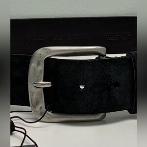 $328 NWT John Varvatos Collection Black Suede Size Belt 32